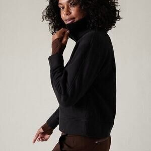 Athleta Women's‎ Thick Fleece Retroplush Revive Half Zip Sweatshirt Black - XL
